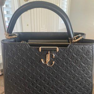 Jimmy Choo Black Varenne Top Handle M Purse
